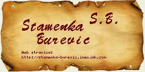 Stamenka Burević vizit kartica
